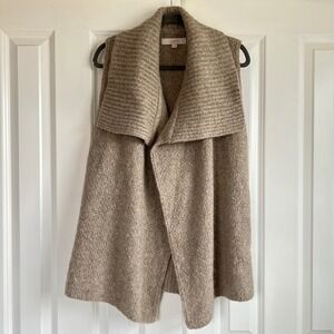 Loft Oatmeal Minimalist Quiet Luxury Cozy Wool Alpaca Blend Sweater Vest Size S